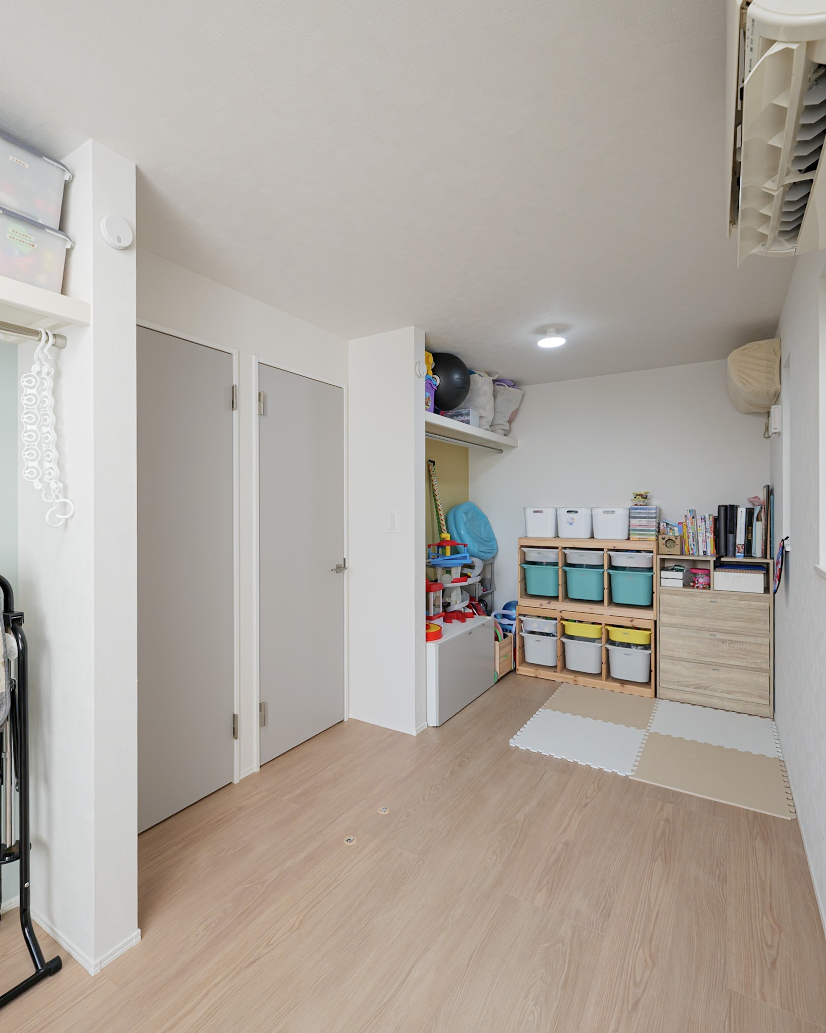 将来は部屋を分けることも可能な子ども部屋。
